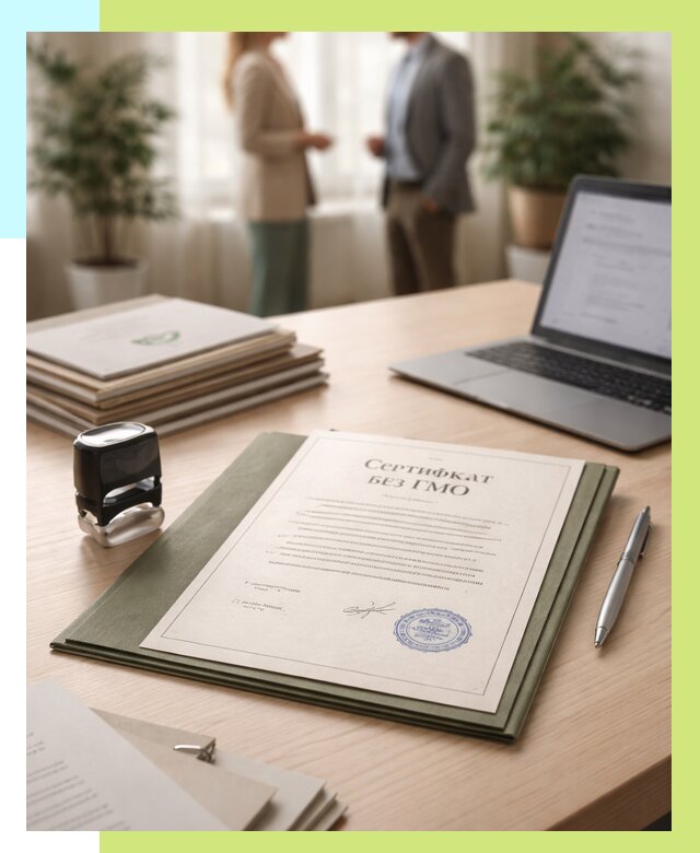 Сертификат без ГМО в Кумертау от 7657 р. оформить срочно Алешин-Кра